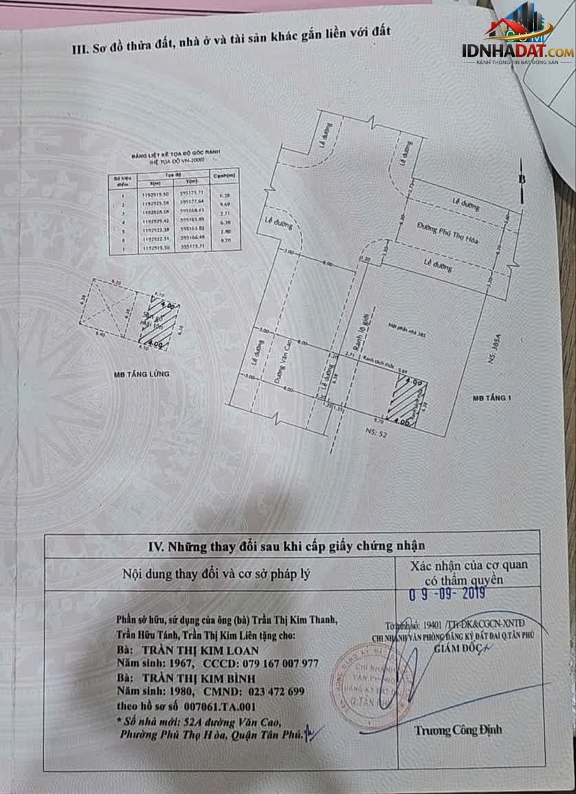 Bán nhà đất Đường Văn Cao – Phường cũ Phú Thọ Hòa Quận Tân Phú – Thành phố Hồ Chí Minh 80 m² 14.5 tỷ